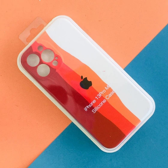 کاور مدل سیلیکونی طرح رنگین کمان مناسب برای گوشی موبایل اپل Iphone 13 Pro Max