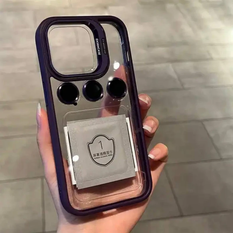 کاور طرح استند پنجره ای مناسب برای گوشی موبایل اپل Iphone ۱۲ pro max به همراه محافظ لنز