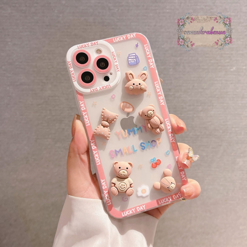 کاور شفاف عروسکی برجسته دخترانه مناسب گوشی های ایفون ۱۴ / ۱۵ پرو مکس IPhone 14/15 pro max