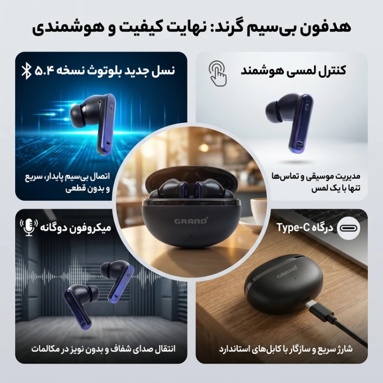 هدفون بلوتوثی گرند اسکای مدل 26 Plus